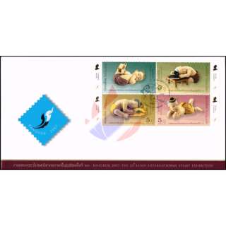 Asiatische Briefmarkenausstellung, Bangkok (I): Bemalte Holzfiguren -FDC(I)-