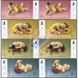 Asiatische Briefmarkenausstellung, Bangkok (I): Bemalte Holzfiguren -PAAR- (**)