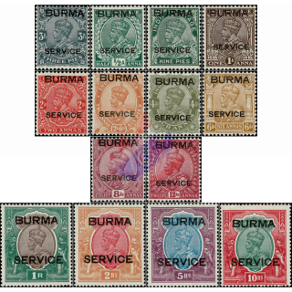 Dienstmarken: Knig Georg VI mit Aufdruck -BURMA & SERVICE-