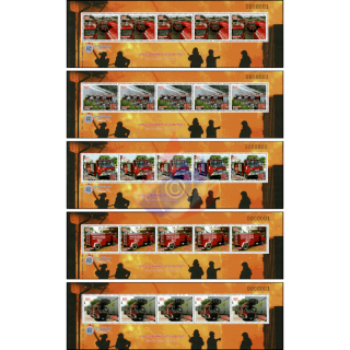 Fire Trucks (V) -STRIPE OF 5- (MNH)