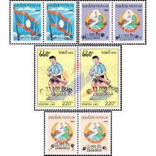 Postal stamps: Historical issues with hand stamp printing -PAIR- (MNH)
