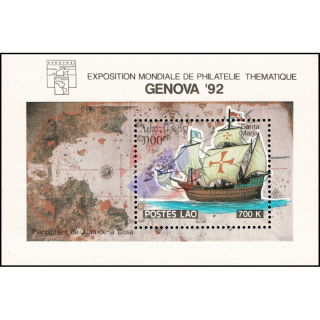 GENOVA 92, Genoa: Explorer ships and old World Maps (144A) (MNH)