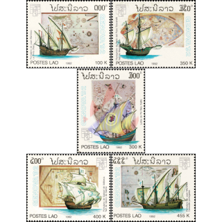 GENOVA 92, Genoa: Explorer ships and old World Maps (MNH)