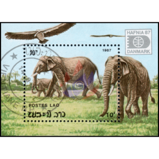 International Stamp Exhibition HAFNIA 87,Copenhagen: Elephants (119A)-CANCELLED-